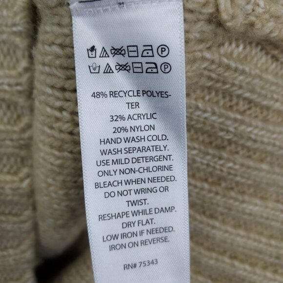 Cupcakes & Cashmere Turtleneck Women's Large Cable Knit Sweater Oatmeal Beige - Picture 7 of 10